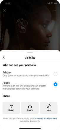 Visibility settings